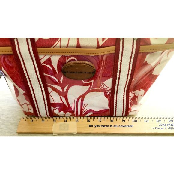 PURSE/HANDBAG-TOMMY HILFIGER-Red White-Plastic Cover-Beach-Boating-Snap Top - Picture 11 of 16